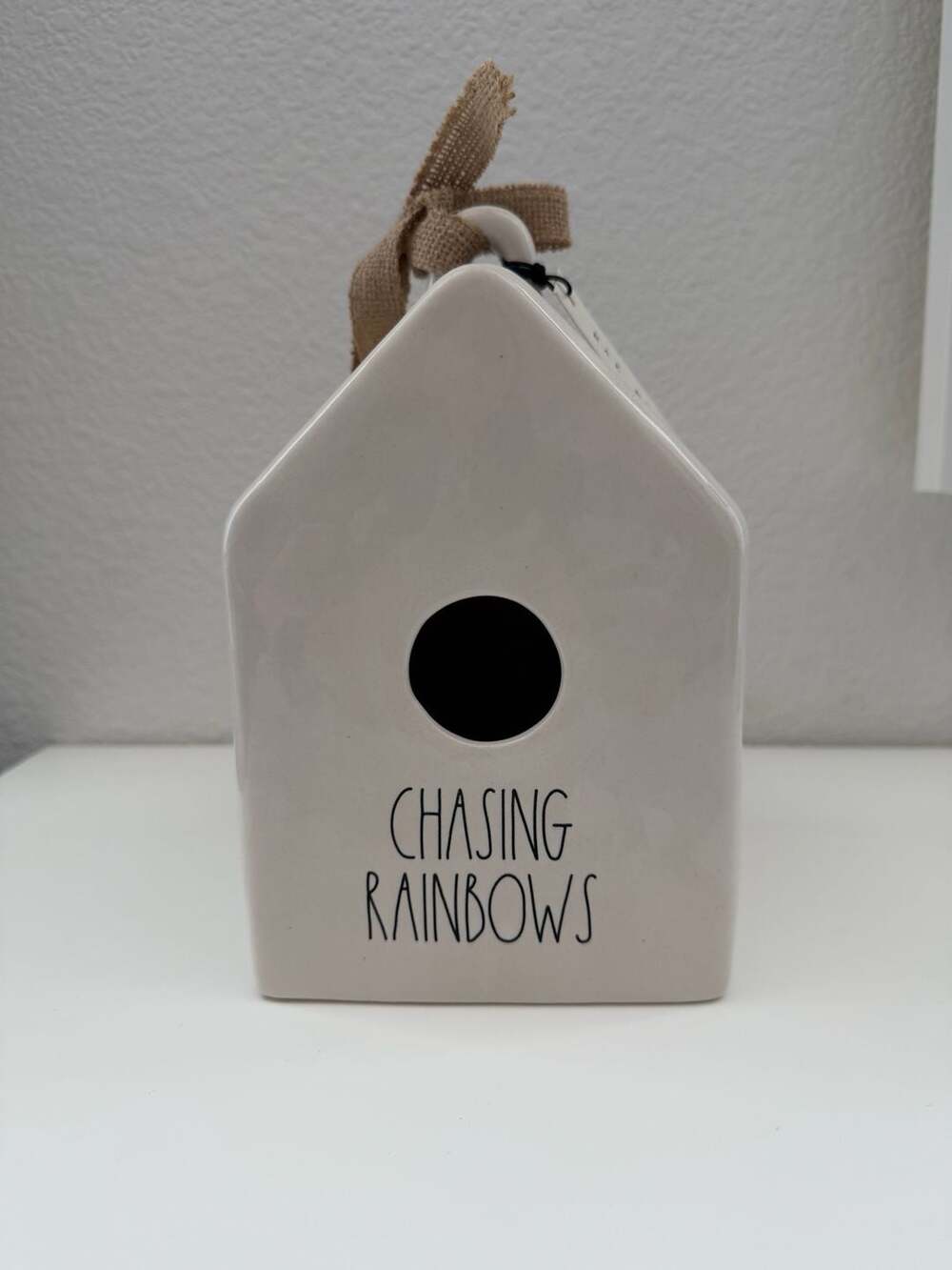 Rae Dunn Chasing Rainbows Ceramic Birdhouse Decor